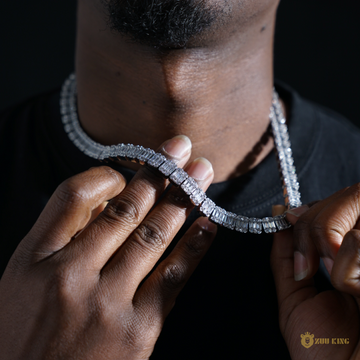 8mm Iced Square Baguette Tennis Chain In 18k White Gold ZUU KING